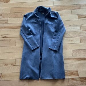 T Tahari Women's Blue Suede Trench Coat